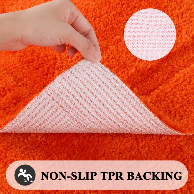 SHACOS Super Soft Bathroom Rugs 20"x32" Bath Mats Fluffy Non Slip Washable Absorbent Bath Rugs Carpets for Bathroom Floor Tub Shower Vanity Sink Home Decor Accessories, Orange Red 1'8" x 2'8" - Image 3
